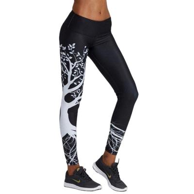 China QUICK DRY Big Tree Printed Pants Hip Raise High Waist Sports Gaiters For Women Gaiters Yoga Pants for sale