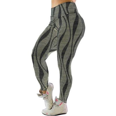 China High Waist3dthree-dimensional QUICK DRY striped print fitness leggings yoga pants leg warmers yoga pants for sale