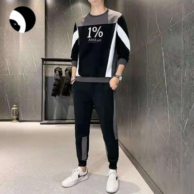 China Spring Men's Fashion Tracksuit Autumn 2PC Breathable Sweatshirt Sweatpants Tracksuit Set Mens Slim Patchwork Suits for sale