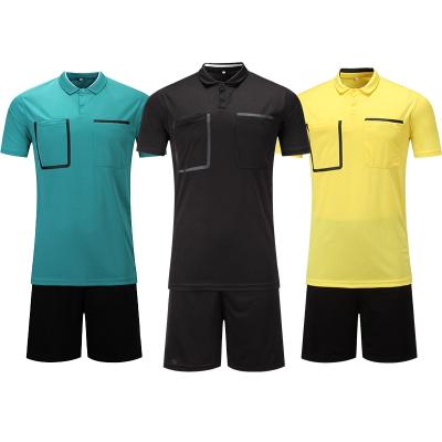 China Sale Design Men Soccer Referee Uniforms Breathable Warm Comfortable Quick Dry Breathable Referee T-shirt And Short Custom Sublimation Referee Tank Top for sale