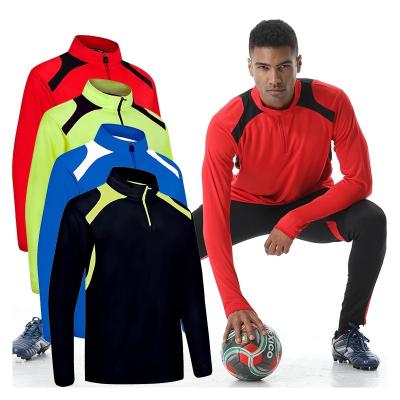 China Fabric: Breathable 100% Polyester Soccer Jerseys Men Long Sleeve Soccer Tracksuit Boys Comfortable Football Training Jacket for sale