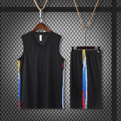 China New Quick-drying Antibacterial Printing Team Jersey Polyester Man Basketball Team Logo Tank Top for sale