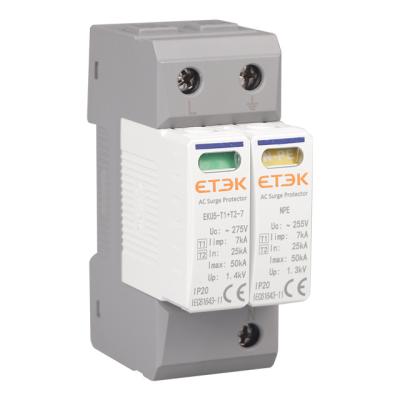 China ETEK T1+T2 B+C 1P+N SUDGE PROTECTION DEVICE INTERCEPTOR SPD EKU5-T1+T2-12 Iimp 7kA Imax 50kA for sale