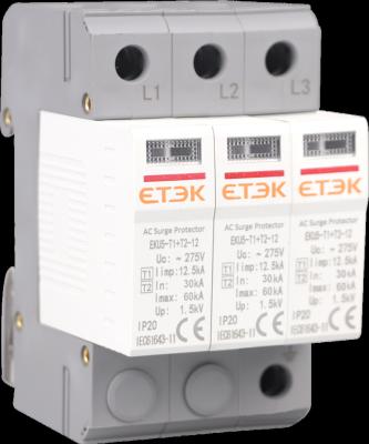 China ETEK T1+T2 B+C 3P SUDGE PROTECTION DEVICE INTERCEPTOR SPD EKU5-T1+T2-12 Iimp 12.5kA Imax 60kA Uc 275V for sale