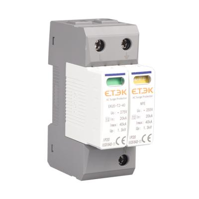 China ETEK EKU5-T2-40 T2 Type C 2P 1P+N Imax 40kA SURGE PROTECTION DEVICE T2 Arrester SPD Approved by Intertek CB & CE EKU5-T2-40 for sale