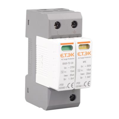 China EKU5-T2-20 ETEK T2 Type C 2P 1P+NPE Imax 20kA SURGE PROTECTION DEVICE SPD Arrester With Intertek CB CE Certified EKU5-T2-20 for sale