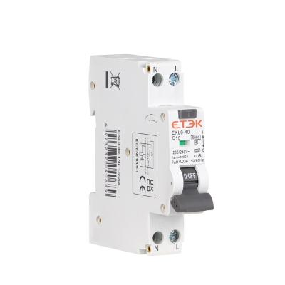 China ETEK EKL9-40-1630 RCBO 16A 30mA 6kA Bipolar Type A (B Curve) 6KA Switched Neutral for sale