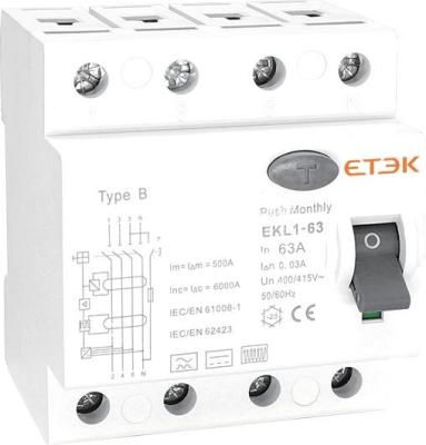 China Ev Charger ETEK EKL1-63B-3N2530 RCCB Circuit Breaker B for sale