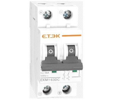 China C ETEK EKM1-63DC 6KA 10KA 2P Miniature DC MCB Circuit Breaker With TUV INMTRO CB Test Report Approval for sale