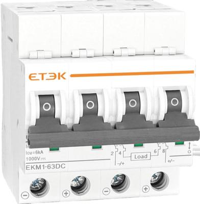 China C ETEK EKM1-63DC 6KA 10KA 4P Miniature DC MCB Circuit Breaker With TUV INMTRO CB Test Report Approval for sale