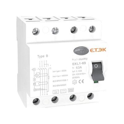 China Hot Selling Panel Mount Circuit Breaker LS Type B RCD 3P+N 63A 30mA EKL1-63B-3N6330 for sale