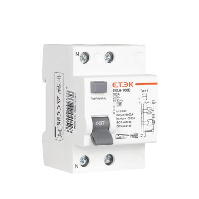 China Fine Quality Breakers Circuit Type B RCD 1P+N 80A 300mA Prices EKL6-100B-1N80300 for sale