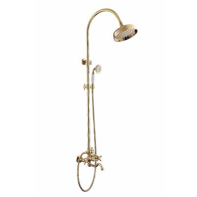 China Without Slide Bar Wall Mounted Vintage Bathroom Showers Set Brass Shower Faucet 3 Functions Hand Shower With Bath Faucet Bronze for sale