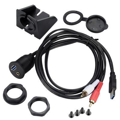 China Multimedia factory price manufacturer supplier usb stereo rca aux. 3.0 and 3.5mm Extension Dash Panel Adapter Cable to Converter for sale