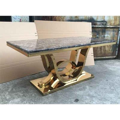 China Comfort Table A8209 Gold Dining Table And Marble Top 6seater 8seater Chair Set for sale