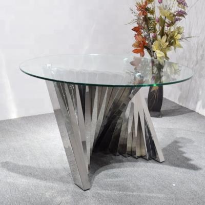 China Morden 12mm Thick Base Tempered Glass Dining Table Round Table for sale