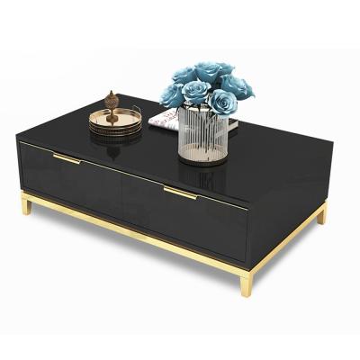 China CX02 High Gloss Black Coffee Table Comfortable With Gold Leg Modern Living Room Furniture for sale