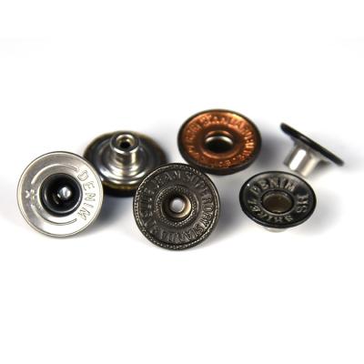 China Dry Cleaning Garment Accessories 17mm Brass Bottom And Rivets Studs Denim Jacket Buttons Custom Logo Jeans Metal Buttons For Jeans for sale