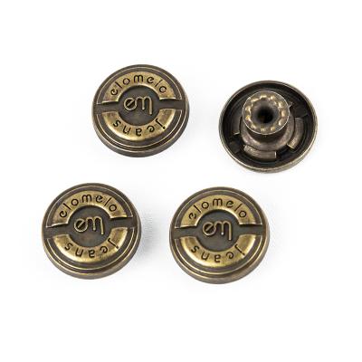 China High quality custom dry cleaning logo zamak metal spike jacket jeans buttons and rivets custom denim button customize button for jeans for sale