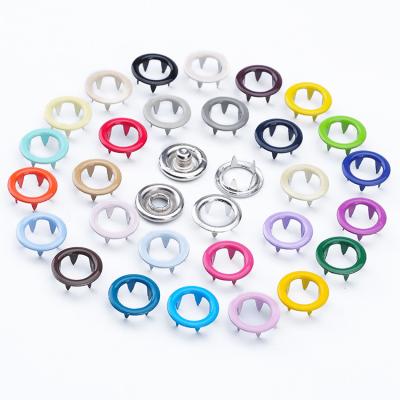 China Custom Zinc Alloy Metal 9.5mm Instant Fork Press Color Button Baby Dry Cleaning OEM Garment Accessories Cover Button For Leather for sale