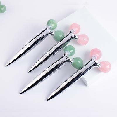 China 100% Natural Eco-friendly Crystal Jade Gua White Jade Roller Stone Face Massage Tool for sale