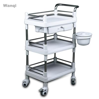 China Contemporary Hot Selling High Quality White Color Hospital ABS Medical Emergency Trolley ABS Material With 4 Universal Wheels for sale