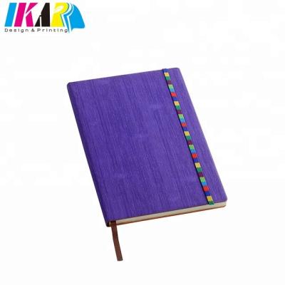 China Printed Custom Purple Canvas Cover Diary Print With Elastic for sale