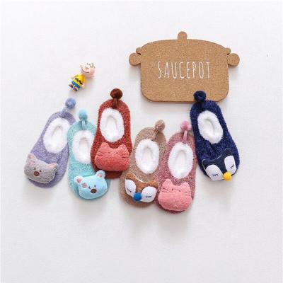 China QUICK DRY Cartoon Animals Doll Crew Shoe 3D Anti Slip Factory Price Toddler Baby Infant Floor Socks for sale