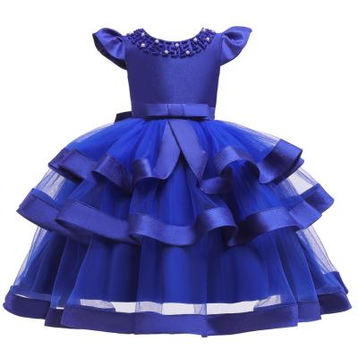 China Washable Children Love Blue Prom Dress Princess Baby's Party Birthday Dress Baby Holiday Dress for sale