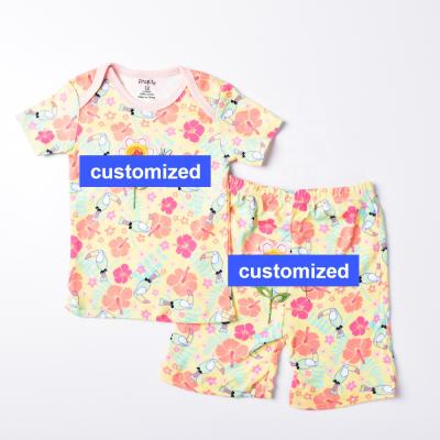 China Breathable Factory Customize Summer Shorts Sleeve Shorts T-shirt Pants Set Baby Girl Newborn Boys Clothes Set 100% Cotton for sale