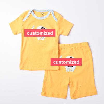 China Factory Wholesale Breathable Customize Suit Infant Boys Unisex Kids Short Sleeve T-shirt Pants 2 Piece Set Baby Clothes Clothing for sale