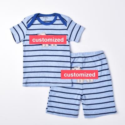 China Breathable Customize New Girls Cotton Tops T-shirt Shorts Pants Outfits Summer Kids Casual Newborn Baby Boy 2Pcs Clothes Set for sale