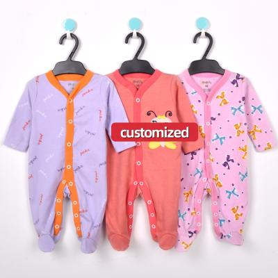 China Breatheable Customized 100% Newborn Baby Rompers Cotton Sleepsuit Buttons Unisex Toddler Jumpsuit for sale