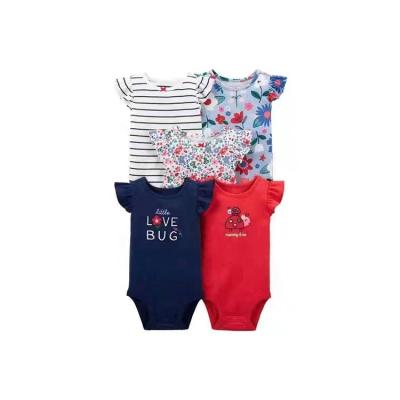 China Breathable Toddler Clothing Boy Girl Infant Romper Overalls Short Sleeve 5 Pcs / Set Newborn Baby Onesie for sale