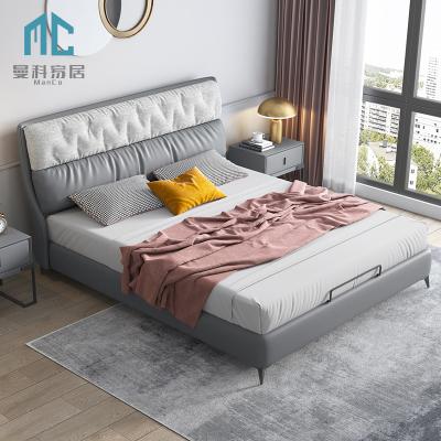 China Comfortable Modern Simple Soft Bed Master Bedroom Soft Bed Storage Leather Bed Luxury Leather Bedrooms for sale