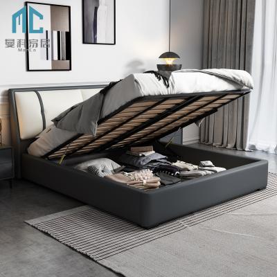 China Comfortable Modern King Platform Bed Leather Storage Bed And Upholstery With Functions Bedroom Furniture for sale