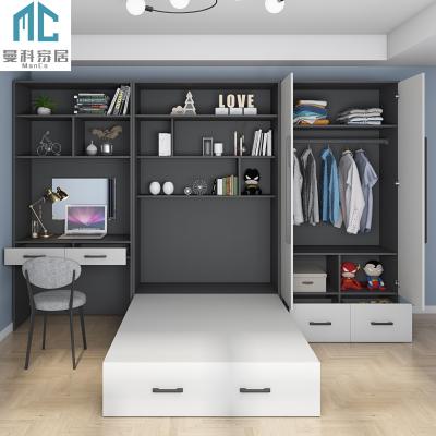 China Convertible No Extra Space Folding Combination Wall Damp Proof Multifunction Smart Murphy Bed Wardrobe With Storage for sale