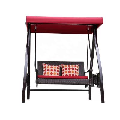 China Modern Wholesale Canopy Garden Yard Furniture 2 Seater Durable Rattan Swing Chair for sale