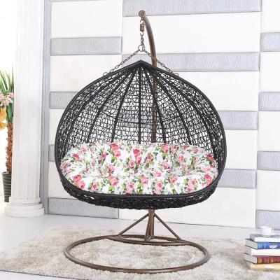 China Modern Hot Selling Outdoor Reclining Seat Aluminum Frame Double Hammocks Hanging Rattan Swing Chairs for sale