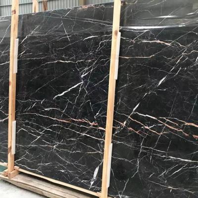 China Laurent Marble Modern Chinese Port Slabs Black Marble With White Red Veins Quarry Price Tulips Marble for sale