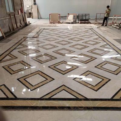 China Crema modern marfil water jet marble medallion for sale