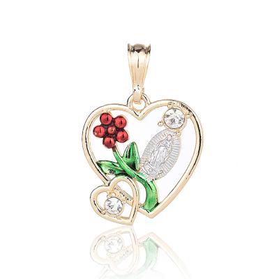 China Romantic Exquisite Design Virgin Mary Tricolor Flower Religious Jewelry Love Pendant for sale