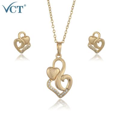 China Latest Fashion CLASSIC Copper Zircon Ladies Jewelry Necklace Set Earrings Heart for sale