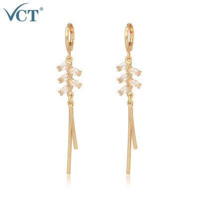 China Fashion Bohemian Style Shiny Zircon Crystal Gold Plated Long Accessories Bling Earring for Girls for sale