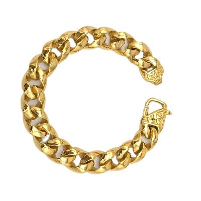 China Hiphop Jewelry Urban Mens 18k Gold Cuban Link Bracelet for sale