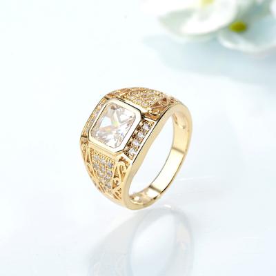 China Classic Zircon Diamond 18K Gold Plated Luxury Men's Ring Wedding Ring Wholesale for sale