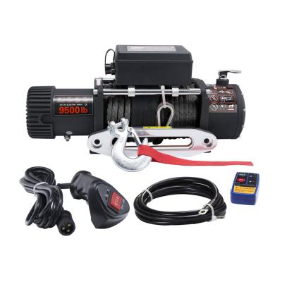 China Factory Price AUTO Off Road Recovery 12V/24V 4*4 Electric Car Winch 9500lbs With Synthetic Rope for sale