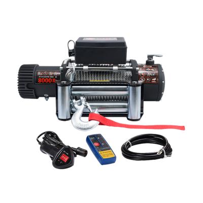 China Factory Price AUTO Off Road Recovery 12V/24V 4*4 Electric Car Winch 8000lbs With Steel Rope for sale