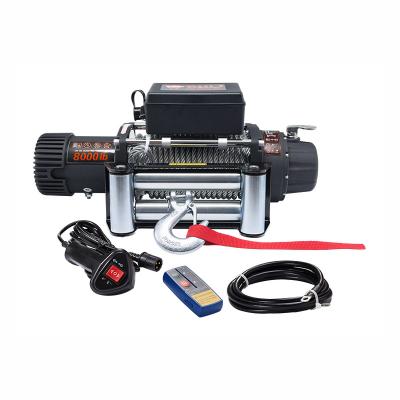 China AUTO Off Road Recovery 12V/24V 4*4 Electric Car Winch 8000lbs With Steel Rope for sale