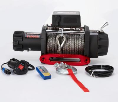 China AUTOMATIC Heavy Duty Truck Winch 17000lb 8 Ton Electric Winch Synthetic Rope for sale